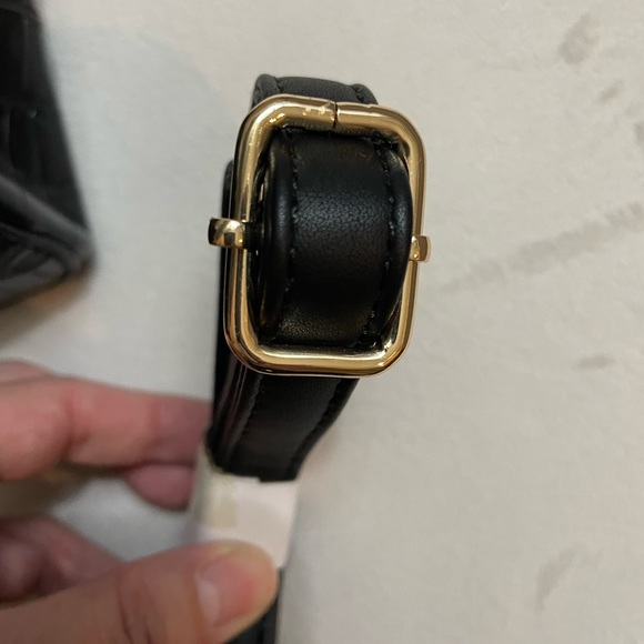 NWT AOTA Vegan Faux Croc Textured Leather Black Bucket Bag - Picture 15 of 16